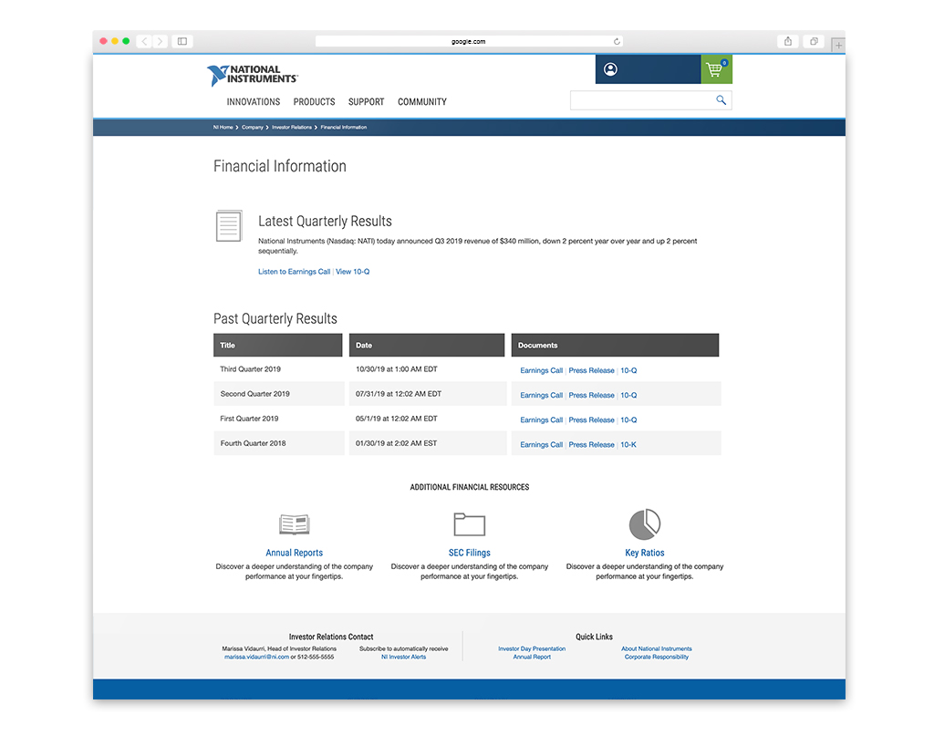 UX IR NEW FIN INFO mockup